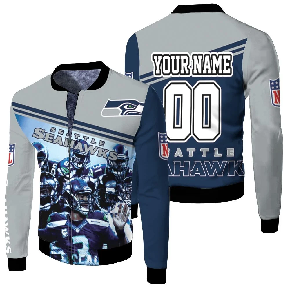 Nfl Seattle Seahawks Super Bowl Xlviii Champions Legend Personalized Fleece Bomber Jacket