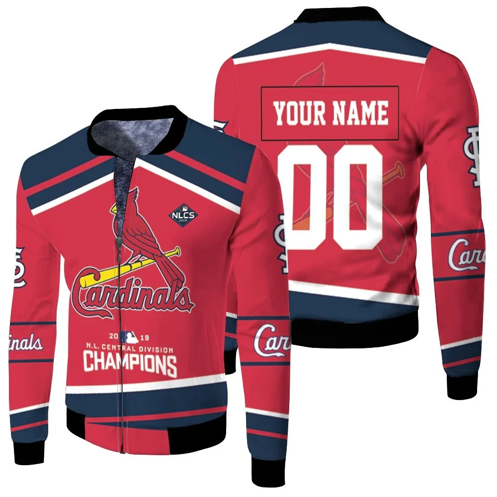 Nl Central Champions St Louis Cardinals 3d Personalized 1 Fleece Bomber Jacket