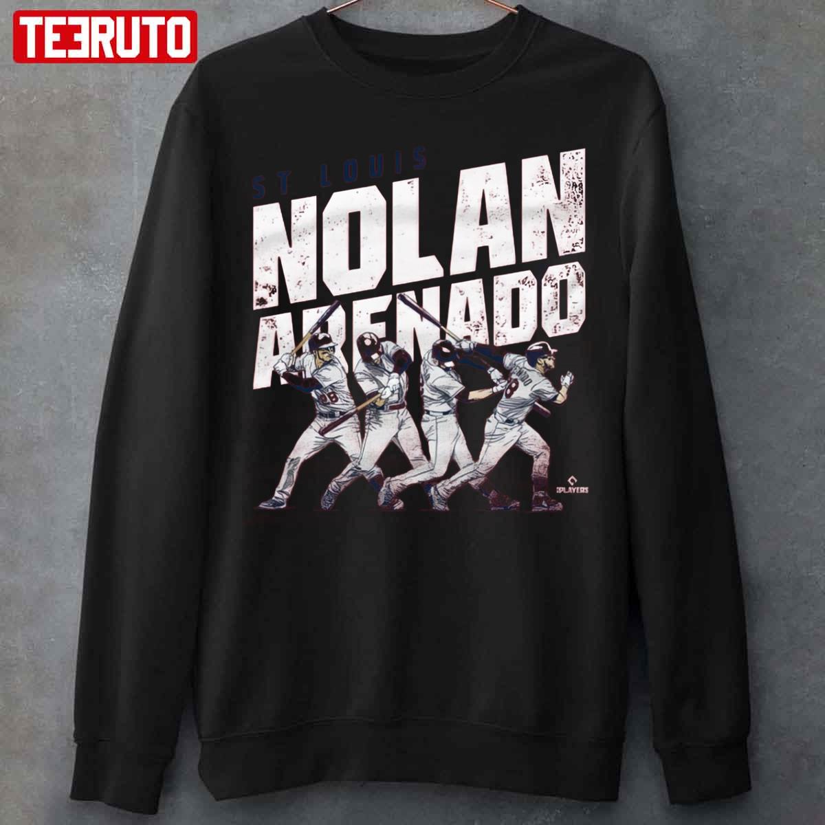 500LVL Nolan Arenado Kids T-Shirt - St. Louis Baseball Nolan Arenado Swing Motion Wht