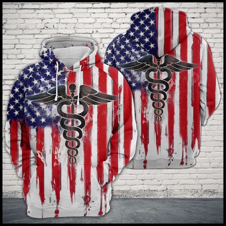 Nurse Usa Flag 3D Printed Hoodie