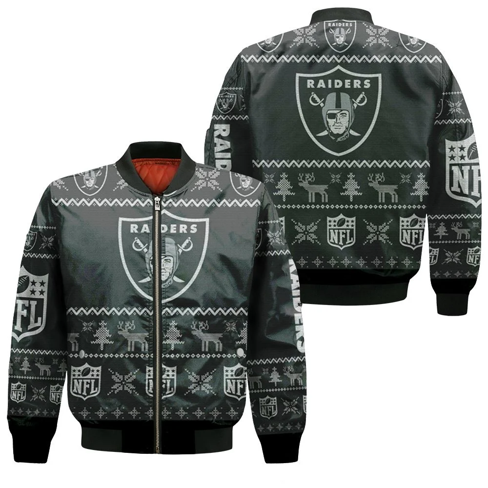 Oakland Raiders Ugly Sweatshirt Christmas 3d Bomber Jacket