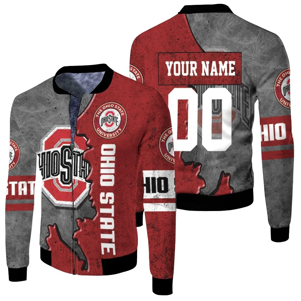 Ohio State Buckeyes Football 3d Personalized Fleece Bomber Jacket