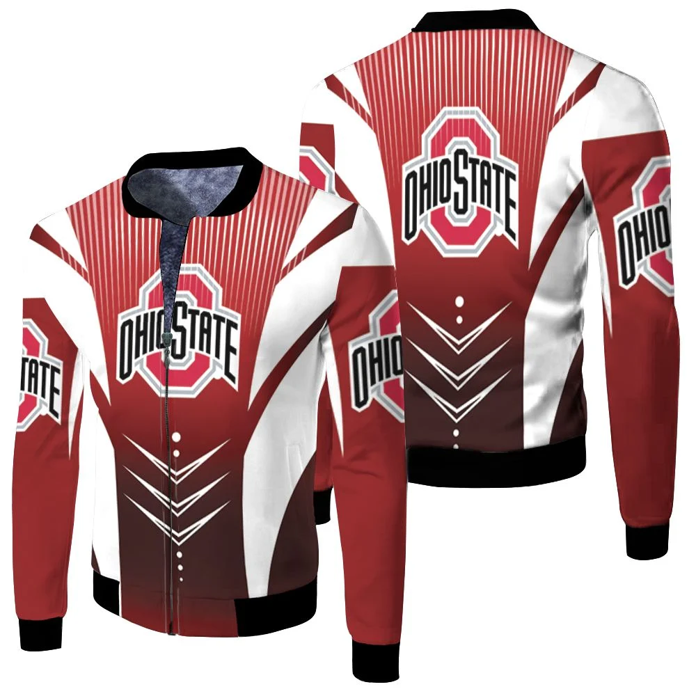 Ohio State Buckeyes For Fan 3d Jersey Fleece Bomber Jacket