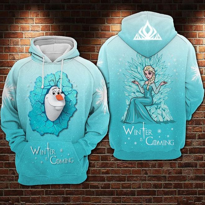 Olaf Elsa Frozen Winter Is Coming Over Print 3d Zip Hoodie