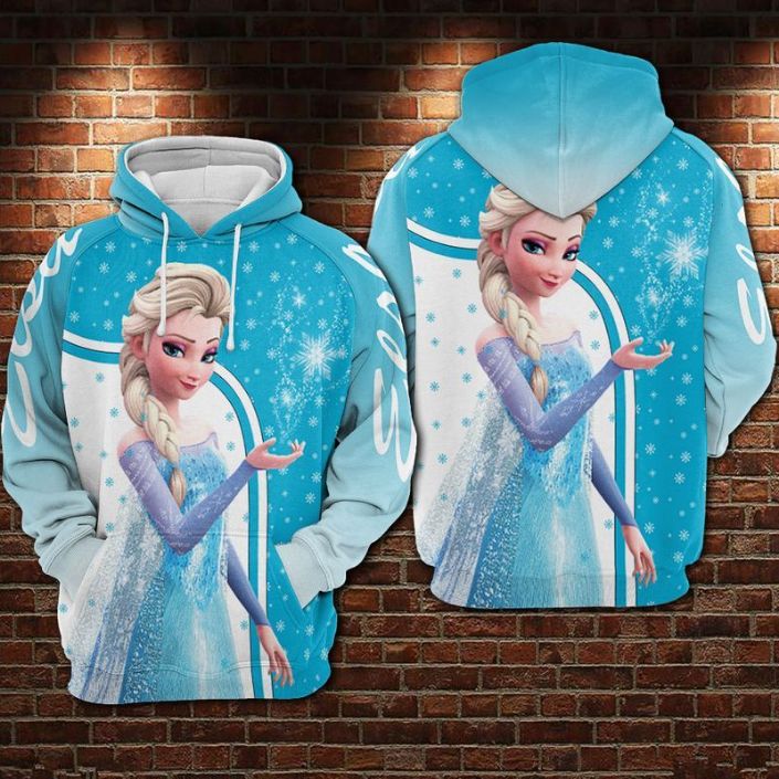 Olaf Frozen Blue And White Over Print 3d Zip Hoodie