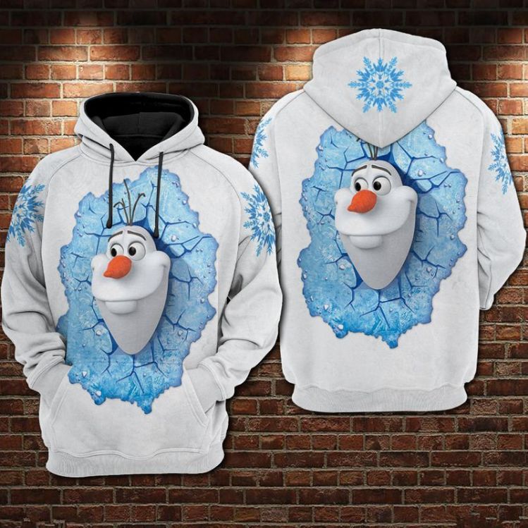 Olaf Frozen Over Print 3d Zip Hoodie