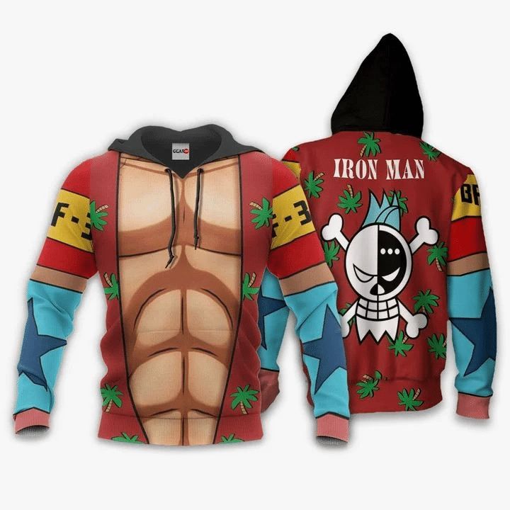 One Piece Franky Iron Man Anime Manga 3d Zip Hoodie