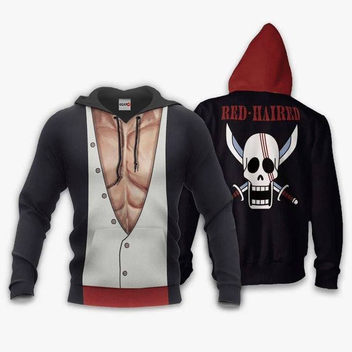 One Piece Shank Red Haired Anime Manga 3d Zip Hoodie