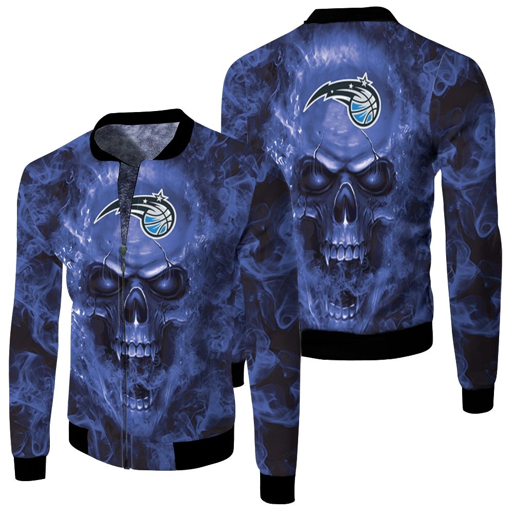 Orlando Magic Nba Fans Skull Fleece Bomber Jacket