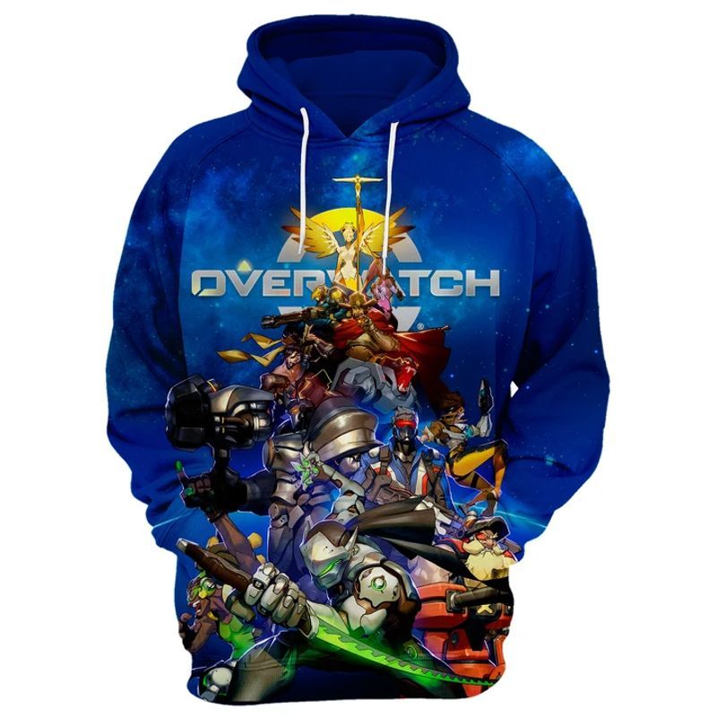 Overwatch Characters Over Print 3d Zip Hoodie