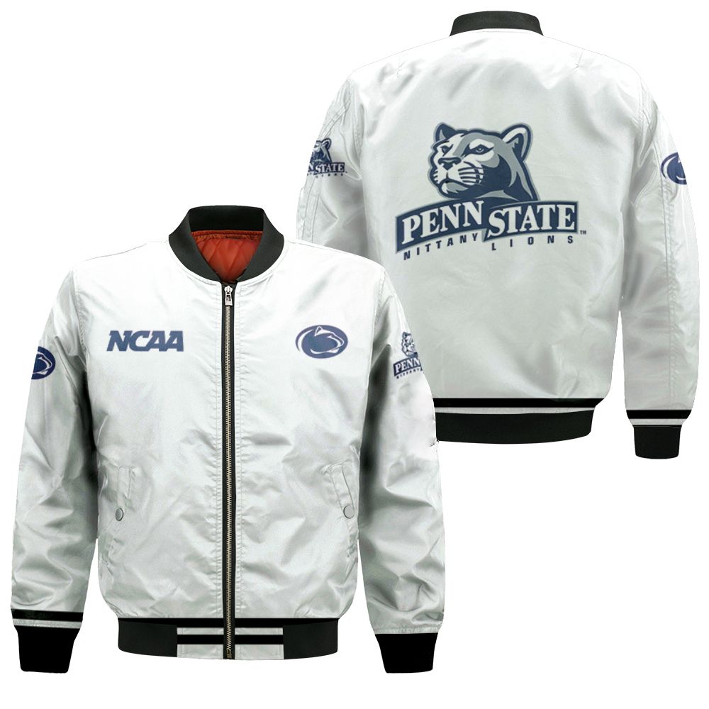 Penn State Nittany Lions Ncaa Classic White With Mascot Logo Gift For Penn State Nittany Lions Fans Bomber Jacket