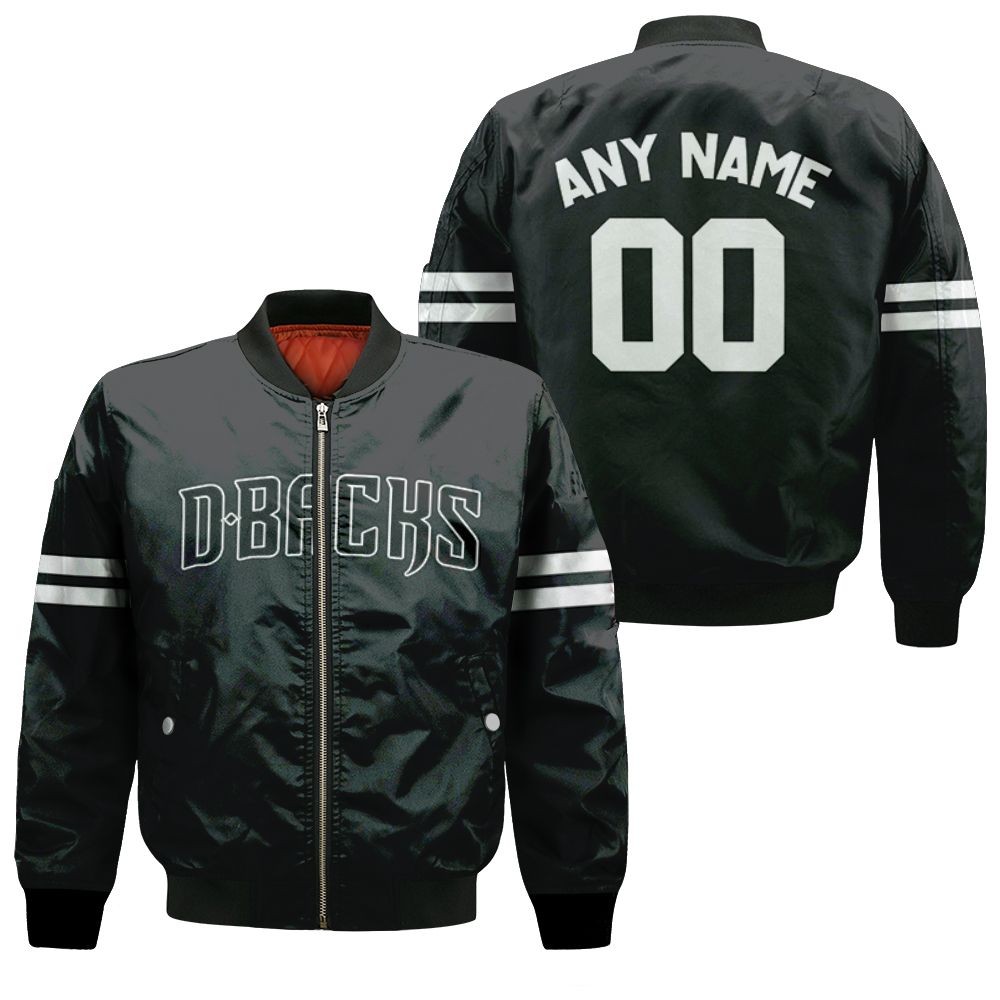 Personalized Any Name Arizona Diamondbacks Black Jersey Inspired Style Bomber Jacket