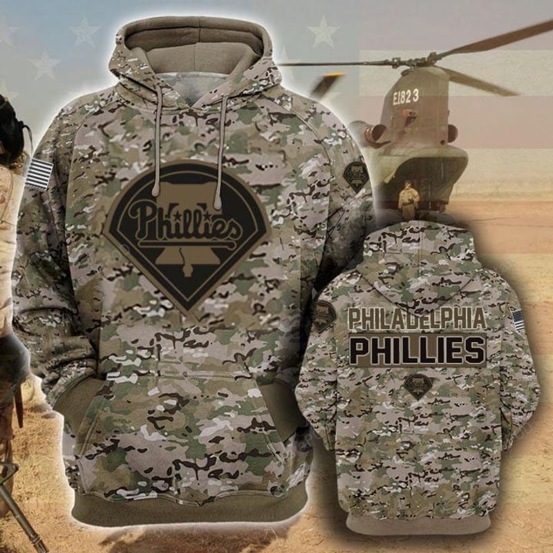 Philadelphia Phillies Camouflage Veteran 3d Cotton Hoodie