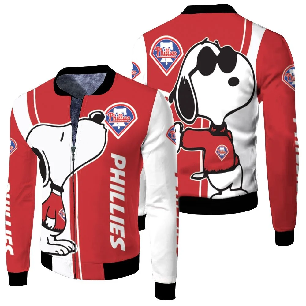 Philadelphia Phillies Snoopy Lover 3d Printed Fleece Bomber Jacket