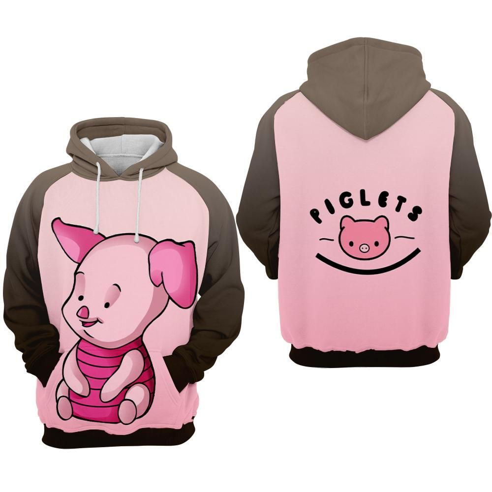 Piglet Cartoon Winnie The Pooh 9 Over Print 3d Zip Hoodie