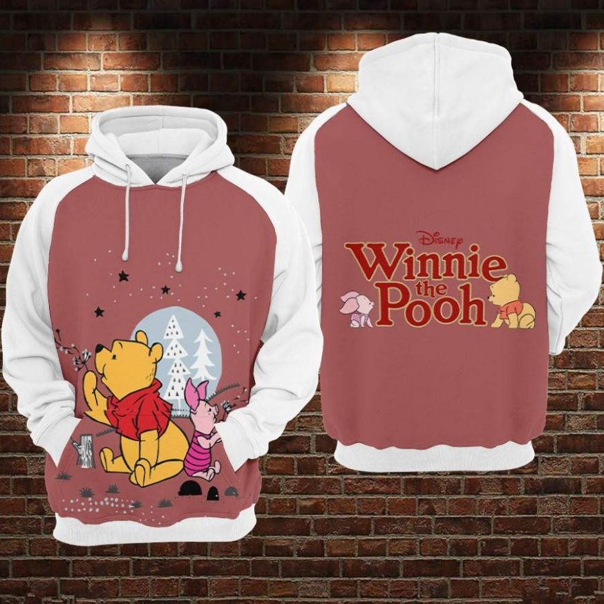 Piglet Winnie The Pooh Hunny Disney Over Print 3d Zip Hoodie - Teeruto