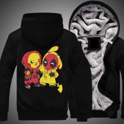 Pikachu And Deadpool Change Shirt Over Print 3d Fleece Zip Hoodie