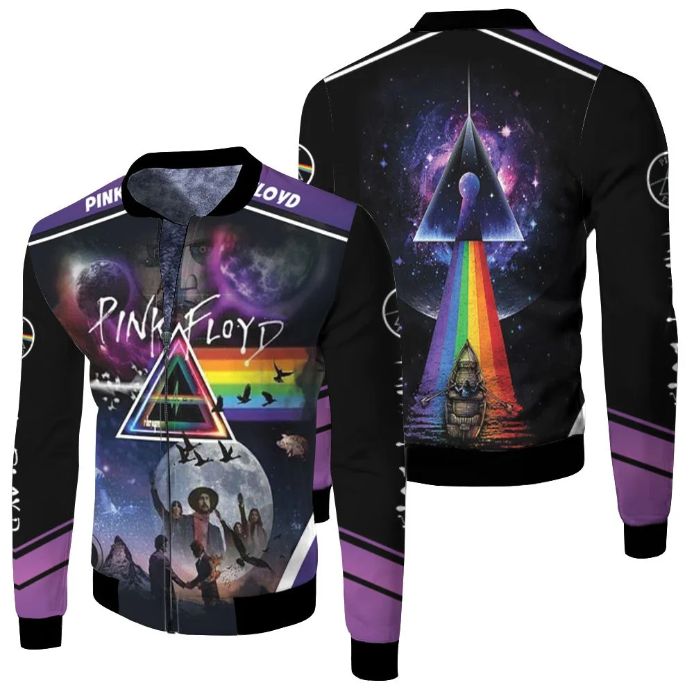 Pink Floyd Albums Mashup Dark Side Of The Moon Fleece Bomber Jacket