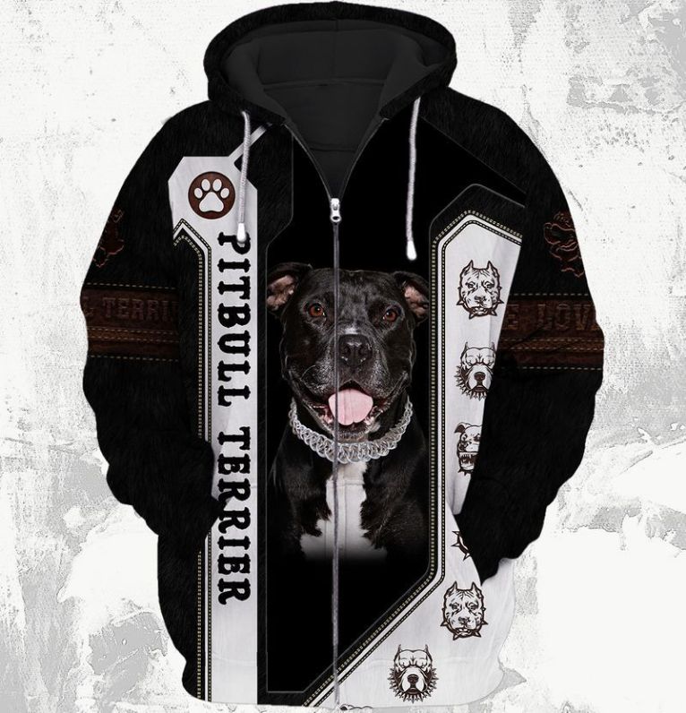 Pitbull Dog Terrier 3d Zip Hoodie - Teeruto