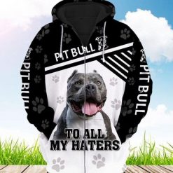 Pitbull To All My Hates Full Over Print 3d Zip 2 Hoodie