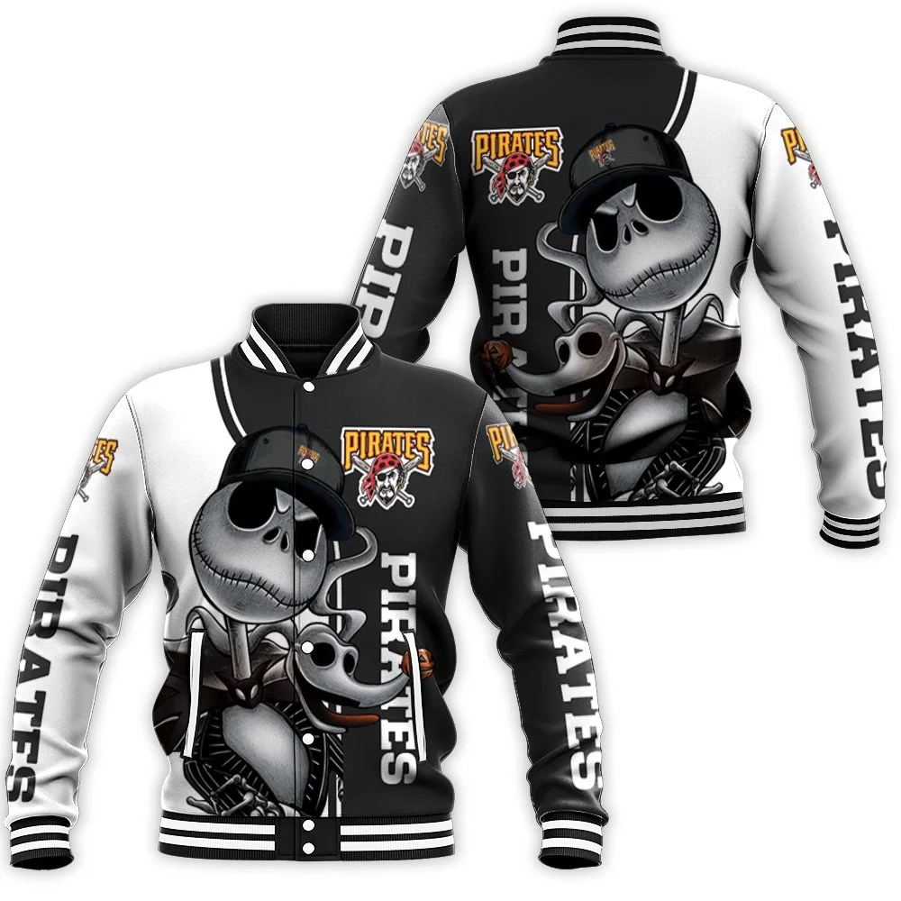 Pittsburgh Pirates Jack Skellington And Zero Baseball Jacket