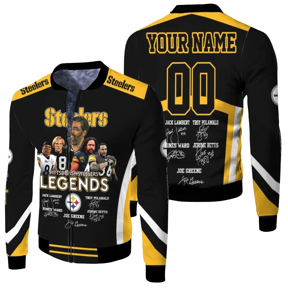 Pittsburgh Steelers Legends Signature Signed Great Players 2020 Nfl Season Jersey Personalized Fleece Bomber Jacket