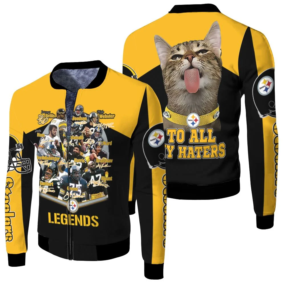 Pittsburgh Steelers Legends Team Great Player Signature Signed To All My Haters Jersey 2020 Nfl Season Fleece Bomber Jacket