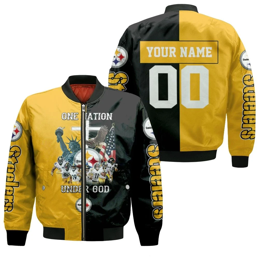 Pittsburgh Steelers One Nation Under God Great Players Team 2020 Nfl Season Personalized Bomber Jacket