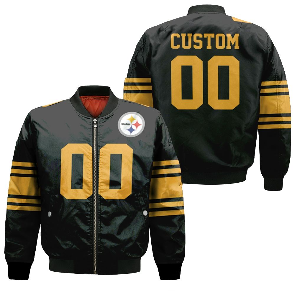 Pittsburgh Steelers Personalized Custom Color Rush Jersey Inspired Style Bomber Jacket