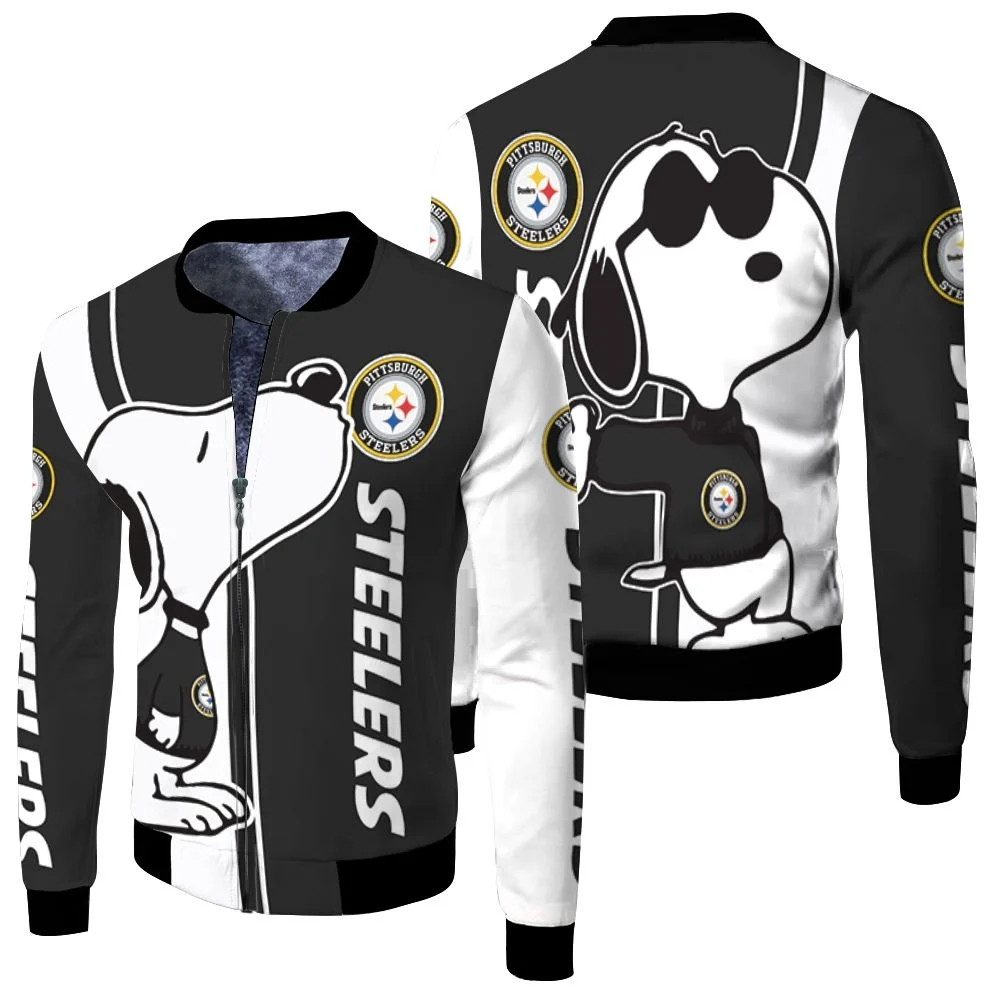 Pittsburgh Steelers Snoopy Lover 3d Printed Fleece Bomber Jacket