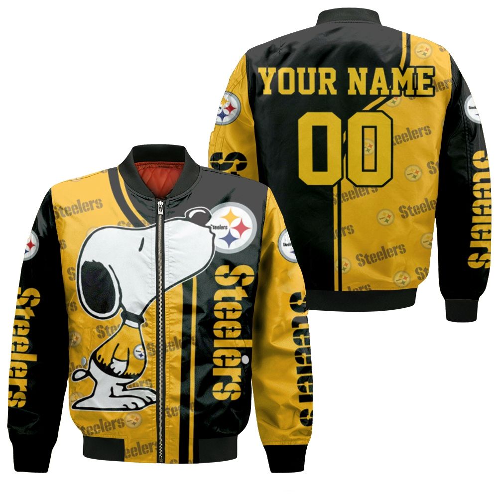 Pittsburgh Steelers Snoopy Personalized Bomber Jacket - Teeruto