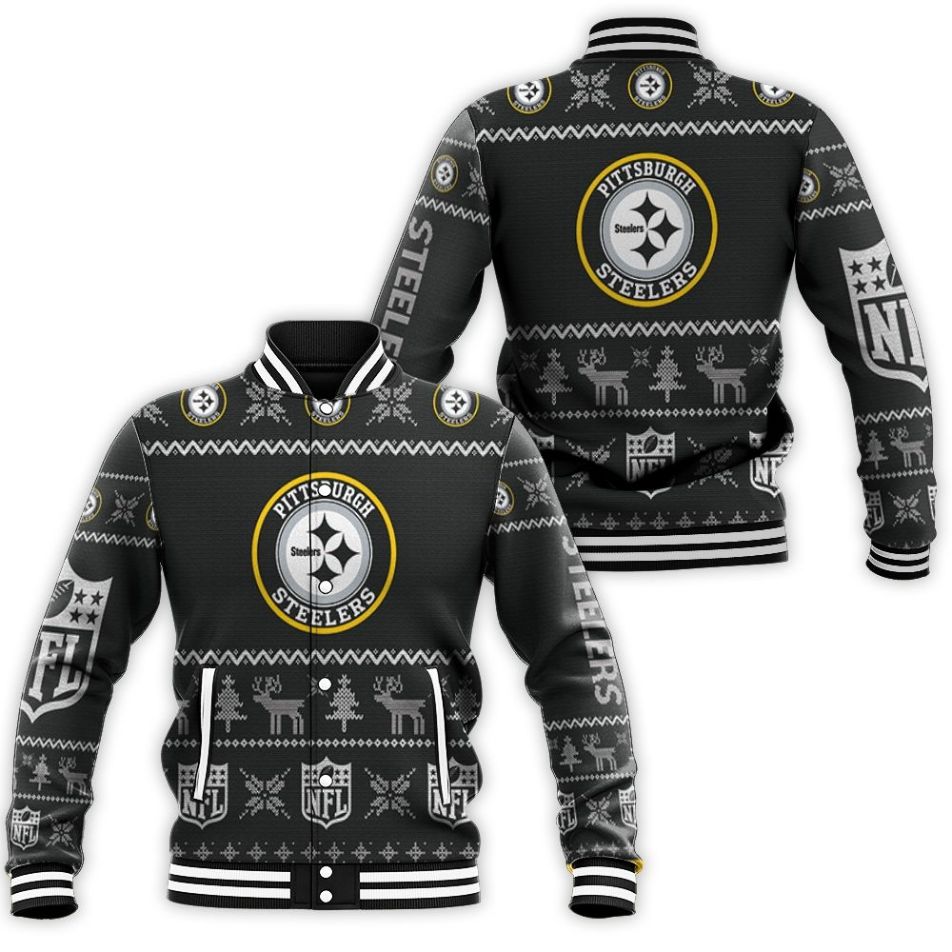 Pittsburgh Steelers Ugly Sweatshirt Christmas 3d Baseball Jacket - Teeruto