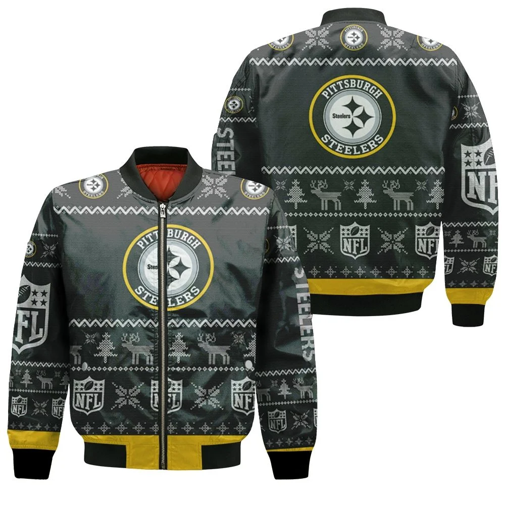 Pittsburgh Steelers Ugly Sweatshirt Christmas 3d Bomber Jacket