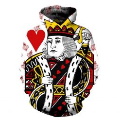 Poker King Of Hearts Over Print 3d Zip Hoodie