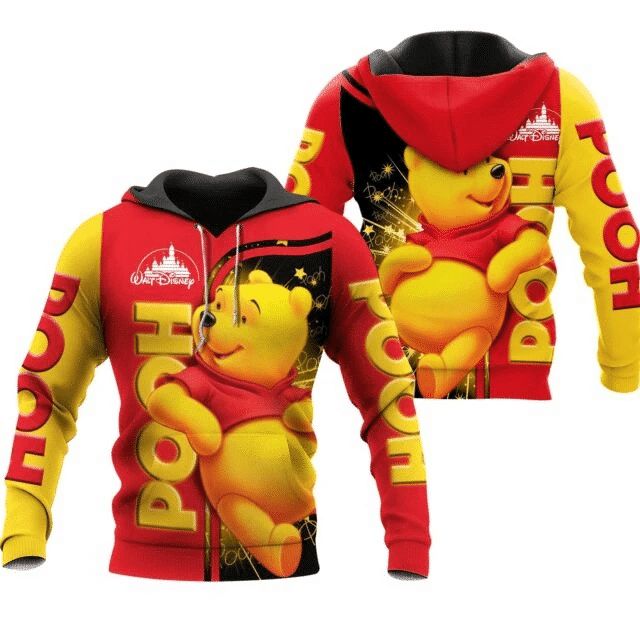 Pooh Cute 3d T Shirt Zip Bomber Hoodie