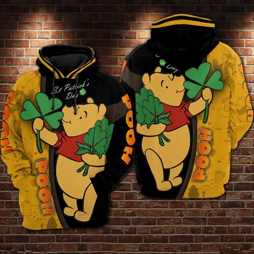 Pooh S.T Patricks Day Irish Over Print 3d Zip Hoodie