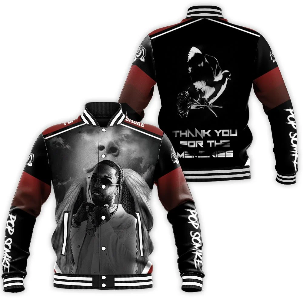 Pop Smoke Legend Hip Hop Rap Angel Memories Baseball Jacket