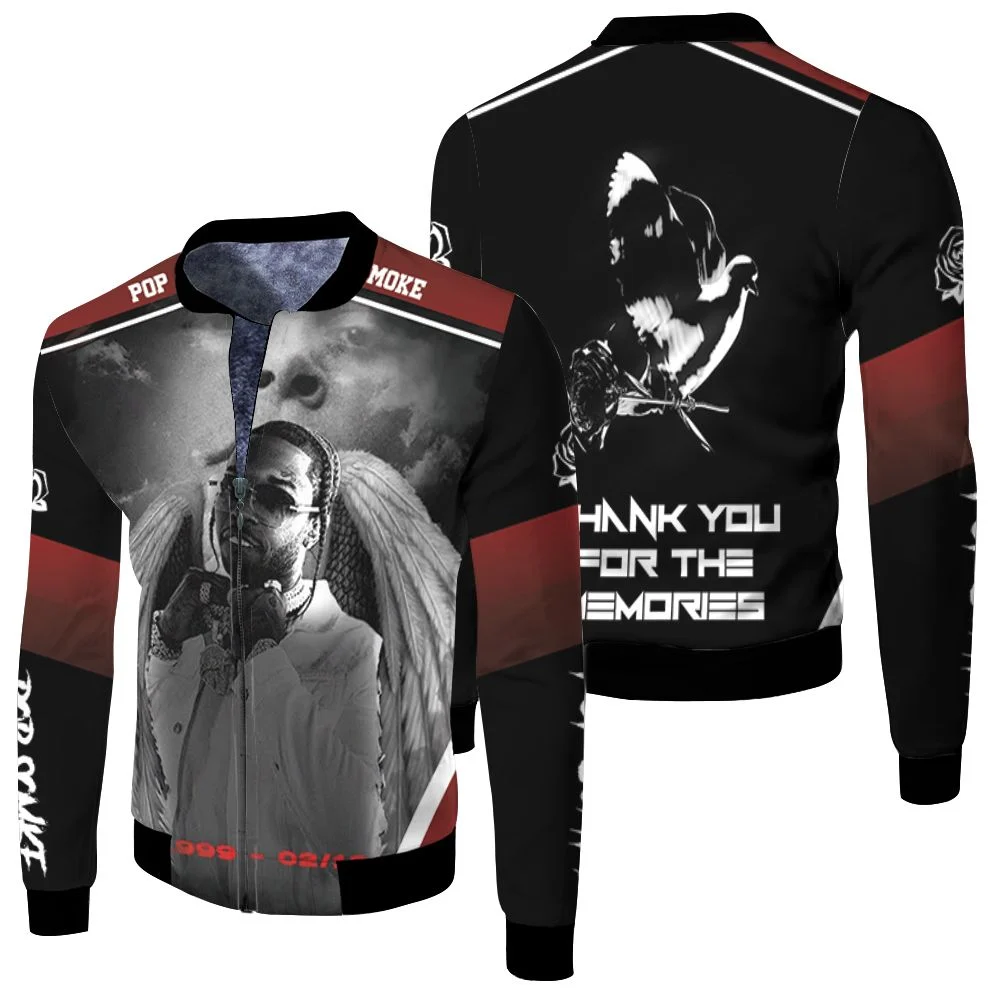 Pop Smoke Legend Hip Hop Rap Angel Memories Fleece Bomber Jacket