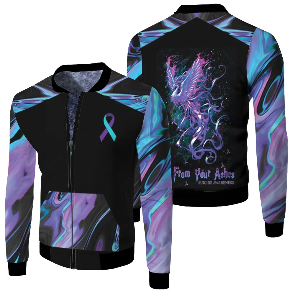 Psychedelic Phoenix Rise From Your Ashes Suicide Prevention 3d Printed Hoodie Fleece Bomber Jacket