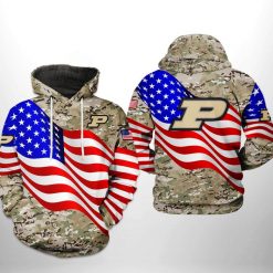 Purdue Boilermakers NCAA US Flag Camo Veteran 3D Printed Hoodie