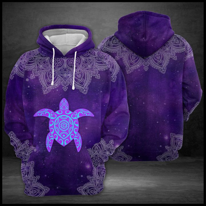 Purple Turtle Mandala 3D Printed Hoodie