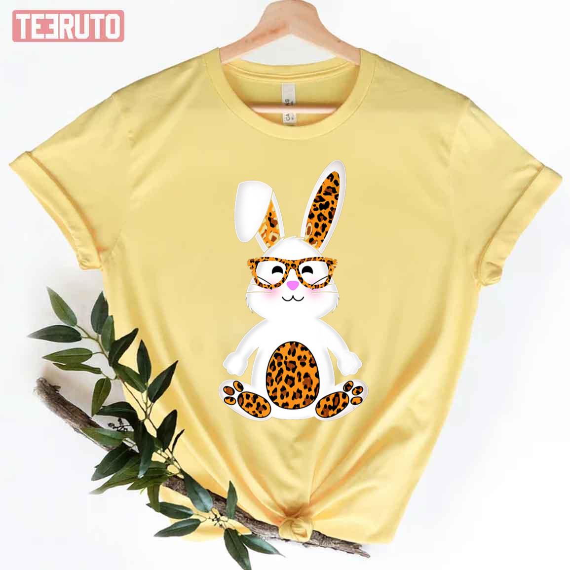 Rabbit With Sunglasses Leopard Cute Easter Egg Women T-Shirt