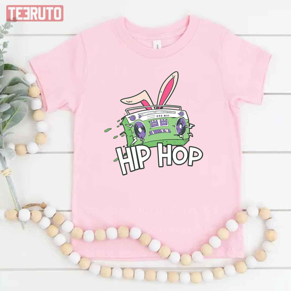 Retro Hiphop Bunny Radio Funny Easter Kid T-Shirt
