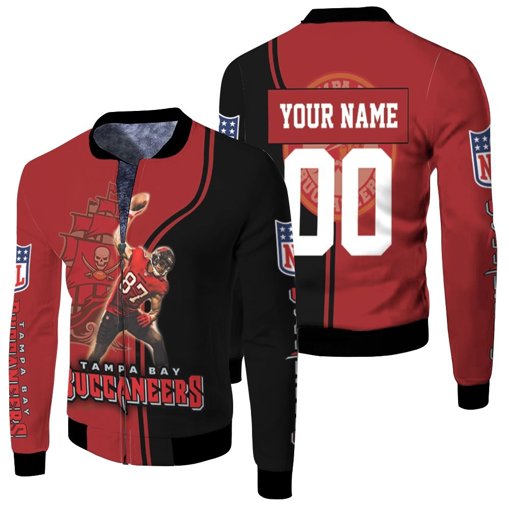 Rob Gronlowski 87 Tampa Bay Buccaneers Nfc South Champions Super Bowl 2021 Personalized 1 Fleece Bomber Jacket