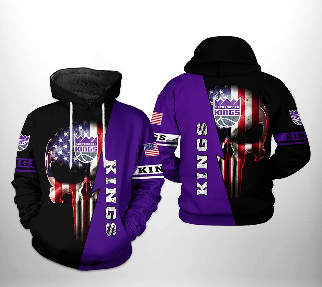 Sacramento Kings NBA US Flag Skull Team 3D Printed Hoodie - Teeruto