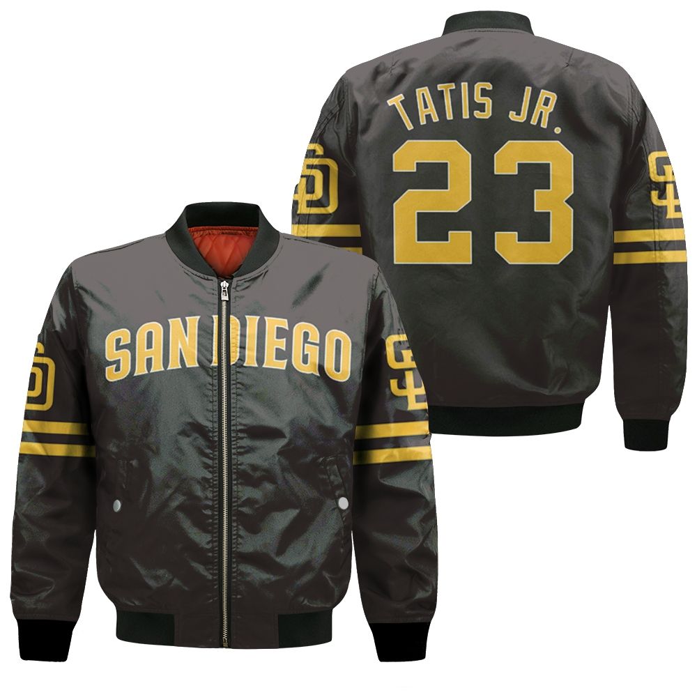 San Diego Padres Fernando Tatis Jr 23 Mlb 2020 Brown Jersey Inspired Bomber Jacket