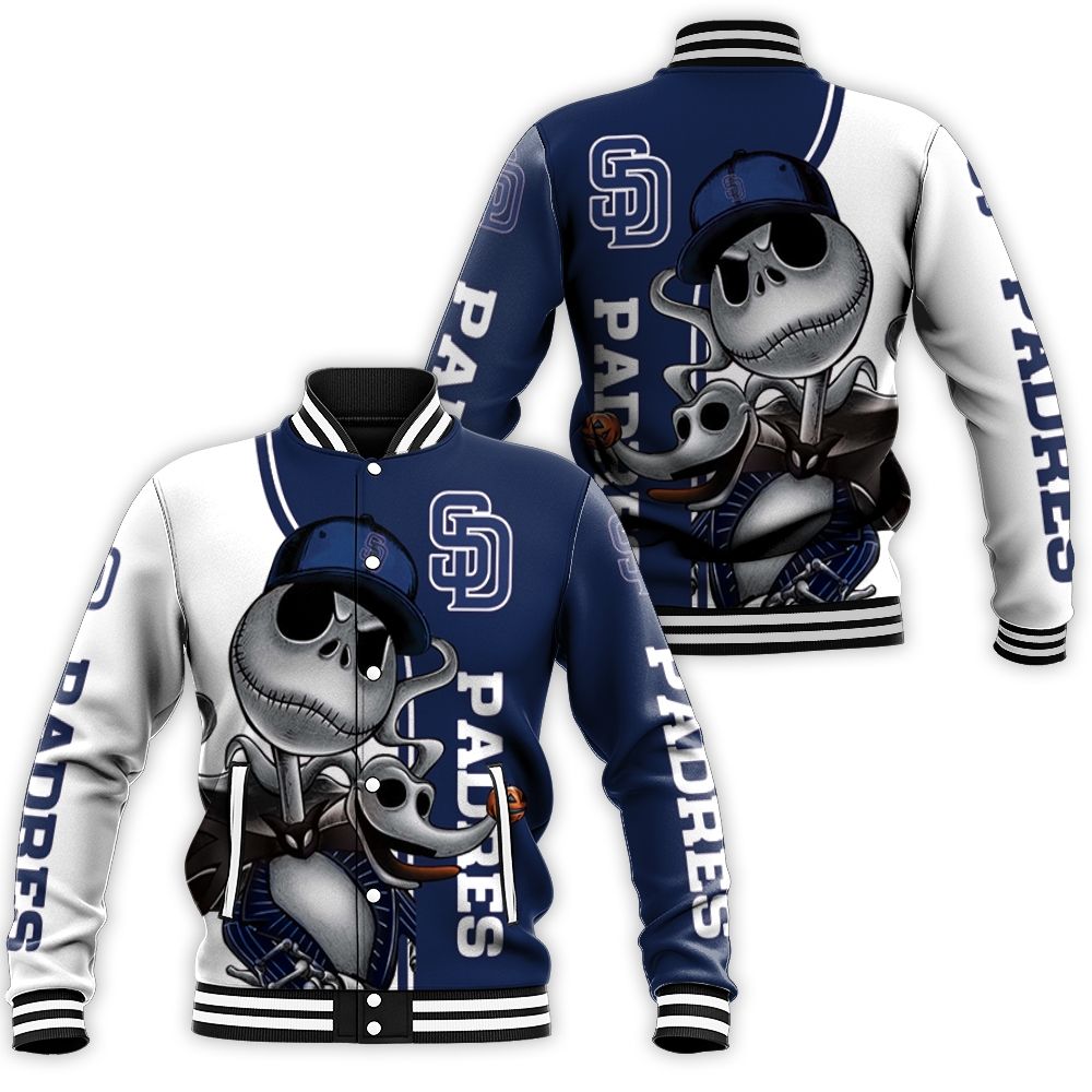 San Diego Padres Jack Skellington And Zero Baseball Jacket