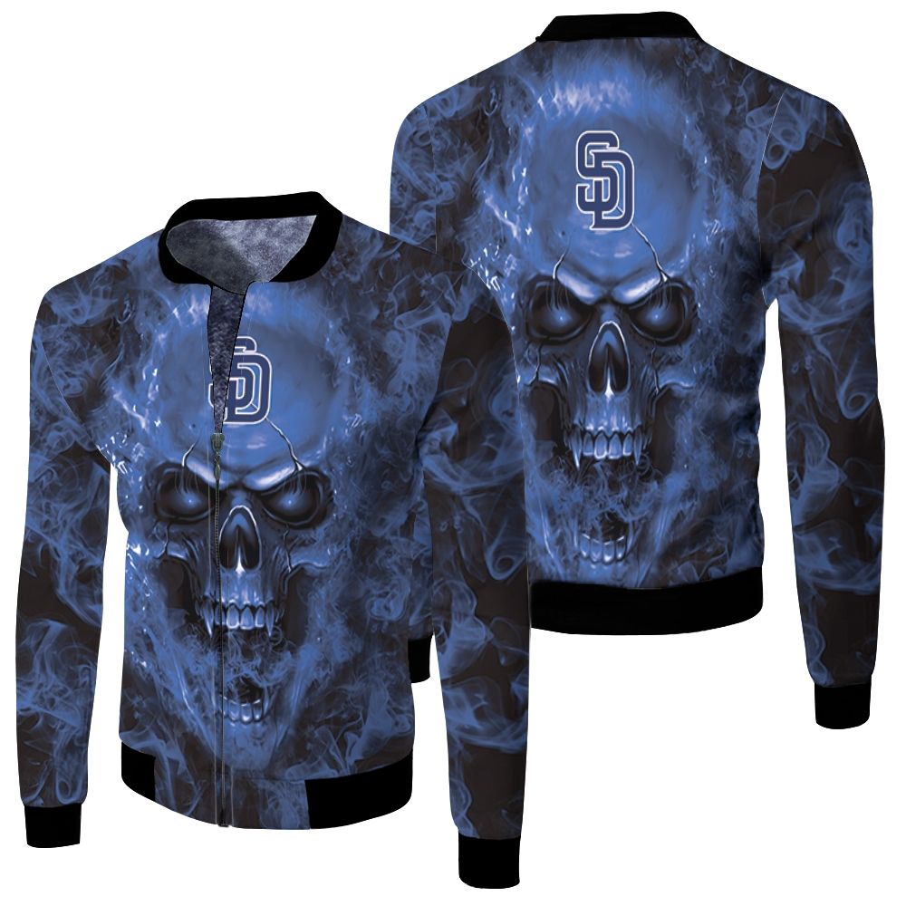 San Diego Padres Mlb Fans Skull Fleece Bomber Jacket