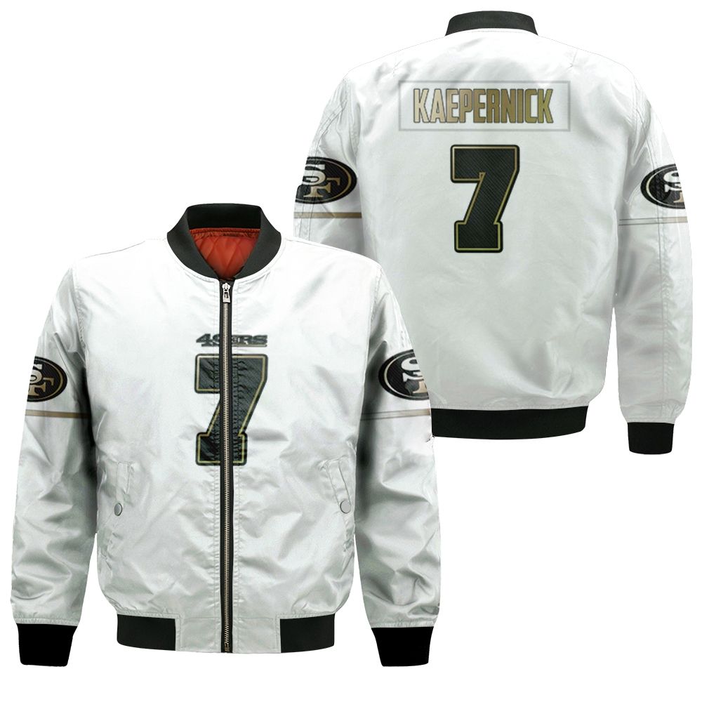 San Francisco 49ers Colin Kaepernick White 100th Season Golden Edition Jersey Inspired Style Bomber Jacket