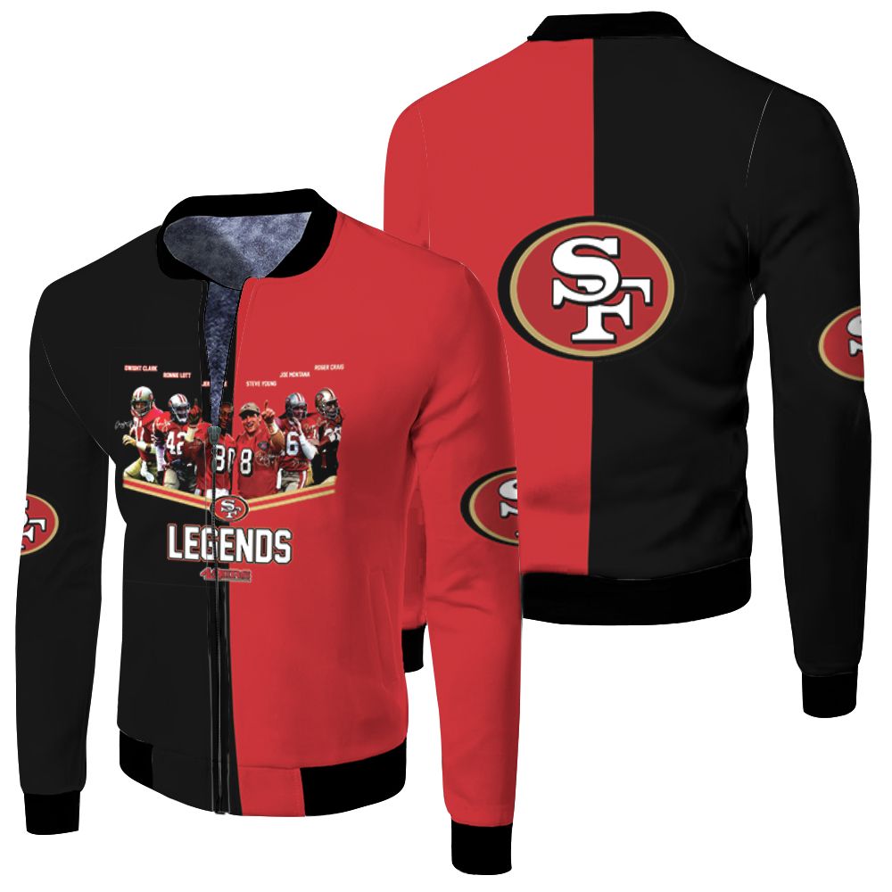 San Francisco 49ers Legends Signed 3d Jersey Fleece Bomber Jacket